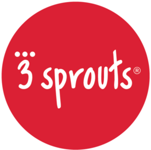 3 Sprouts Storage Boxes Bins and Organisers logo on a red background.