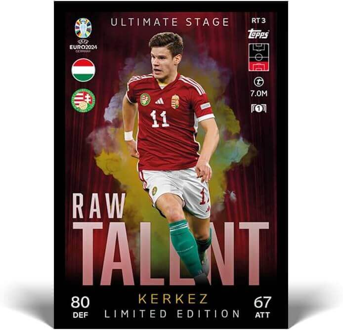 Topps Euro 2024 Official Match Attax Color: Booster Tin Raw Talent Trading Card Collection Earthlets