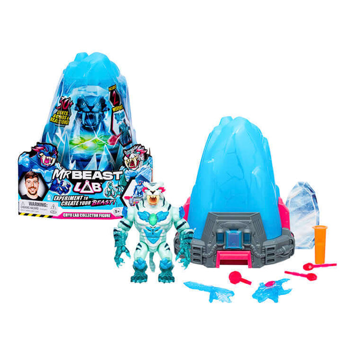 MrBeast Lab Cryo Lab toy set with panther figure, ice chamber, and accessories for interactive experiment play.