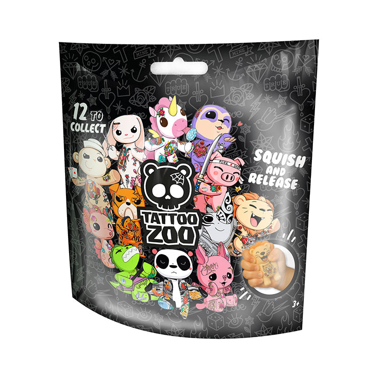 Tattoo Zoo Foamates Assortment - Blind pack featuring collectible squishy characters with tattoos.