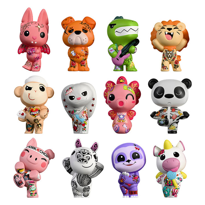 Tattoo Zoo Foamates Assortment - Blind pack featuring various inked characters in vibrant designs.