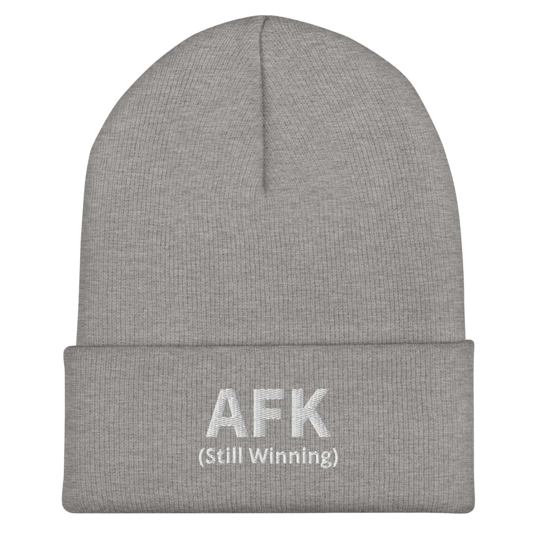 AFK Cuffed Beanie in gray with logo, a stylish accessory for warmth and fashion.