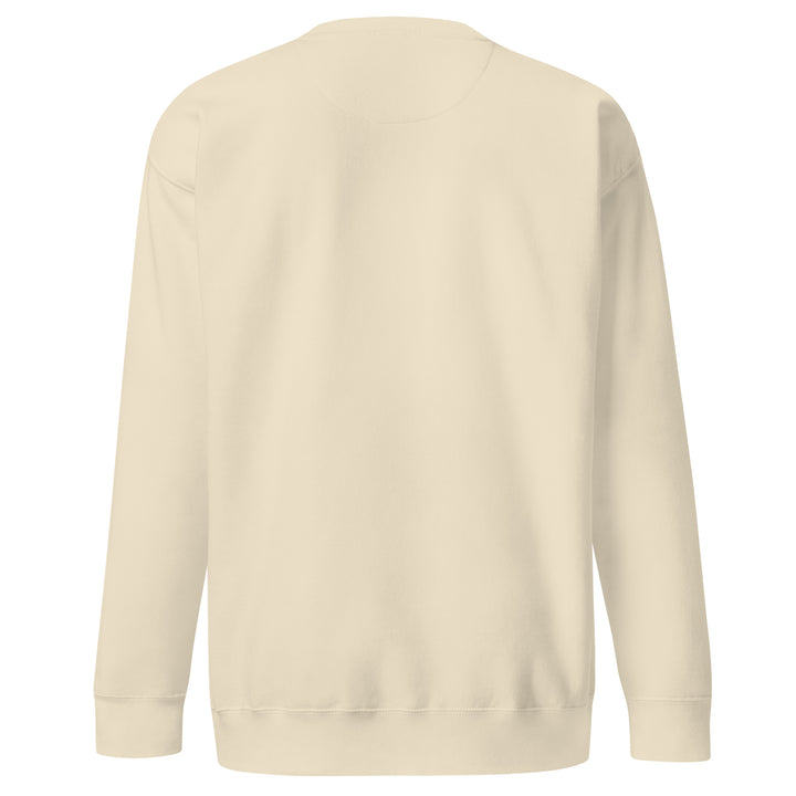Back view of the Earthlets unisex premium sweatshirt in a soft beige color, highlighting its classic style and comfort.