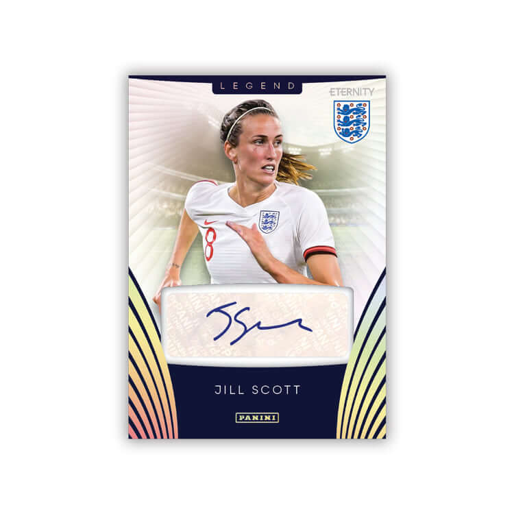 Jill Scott Eternity Lionesses trading card featuring her autograph, part of the exclusive 2024/25 Panini collection.