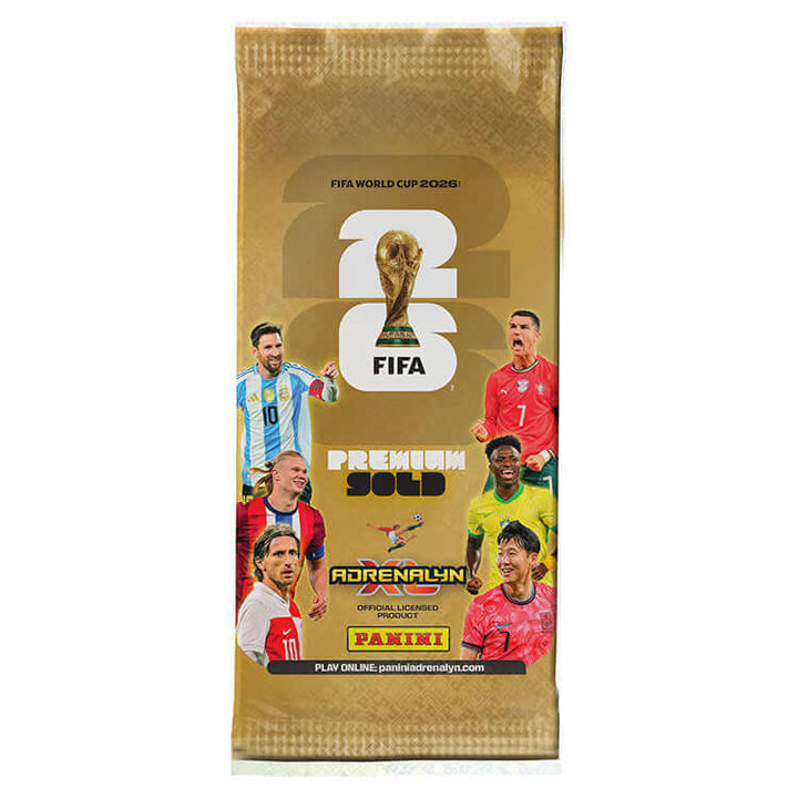 FIFA World Cup 2026 Adrenalyn XL Official Trading Cards premium pack featuring iconic players.