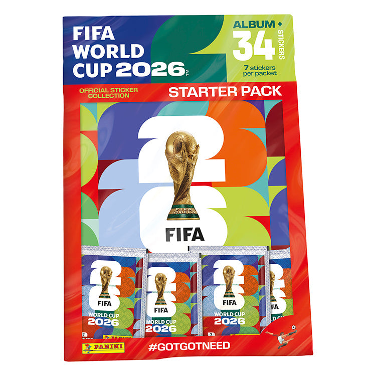 FIFA World Cup 2026 Official Sticker Collection starter pack featuring album and stickers.