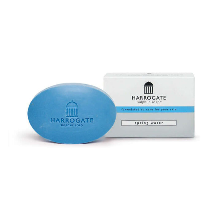 Luxury gift set featuring Harrogate Spring Water Sulphur Soap for skincare.