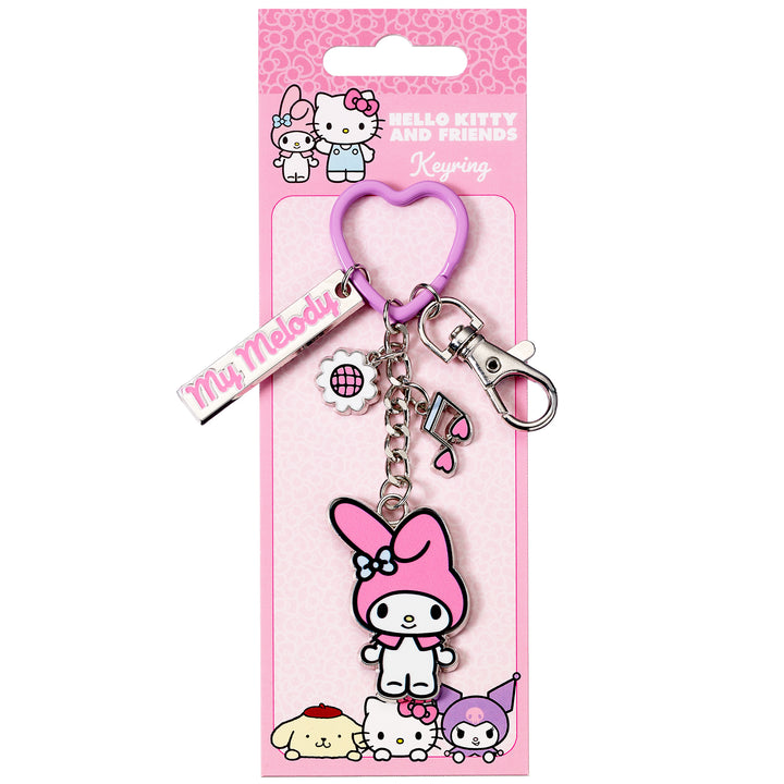 Hello Kitty My Melody Keyring with Charms