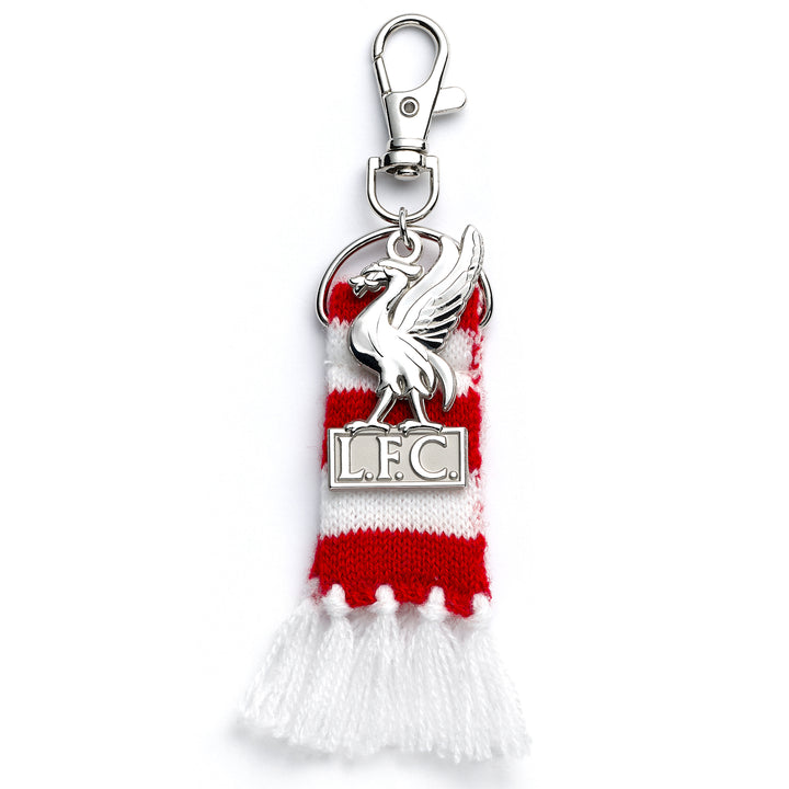 Liverpool football club backpack hanger featuring Liver bird and red and white scarf design.