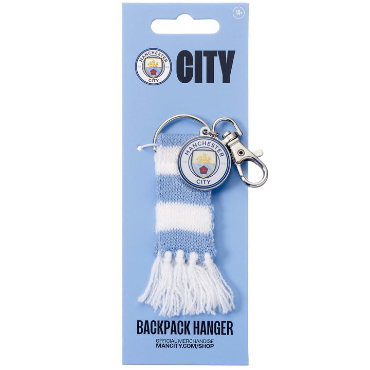 Manchester City Football Club Blue Scarf with Logo Charm Backpack Hanger