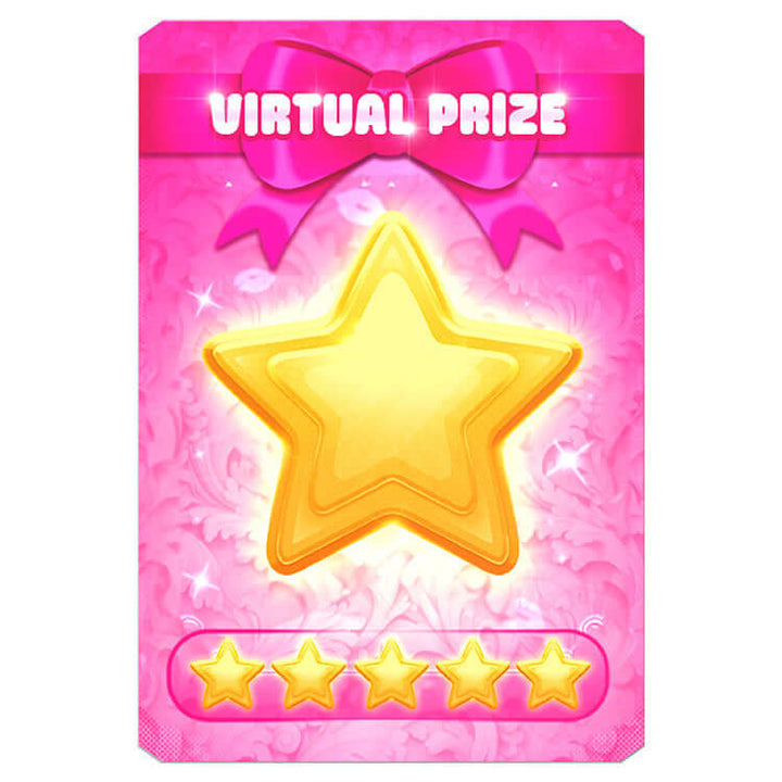 Dress To Impress Bubblegum virtual prize card featuring a bright star and pink background.