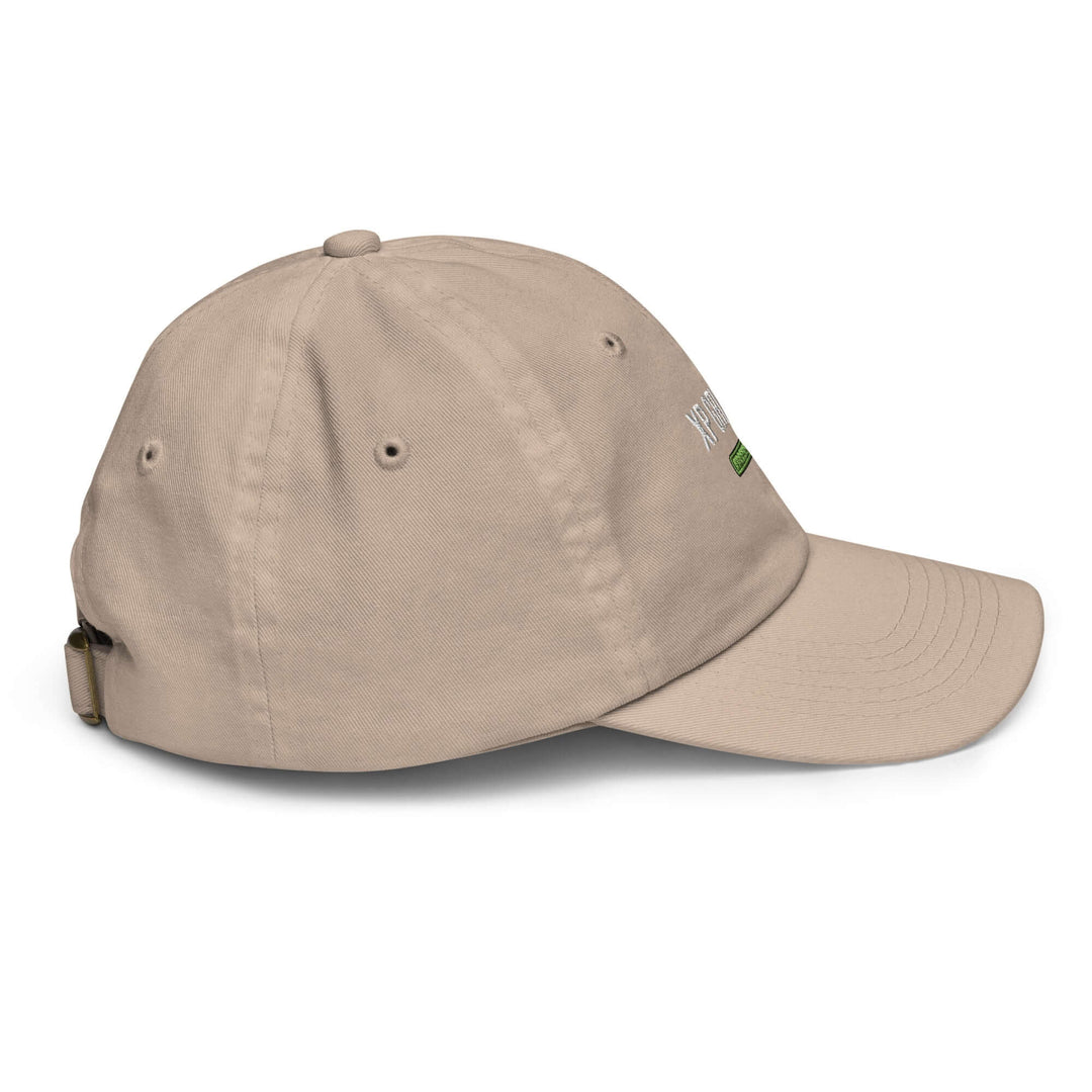 XP Grinder Youth baseball cap in beige with adjustable strap and eyelets for breathability.