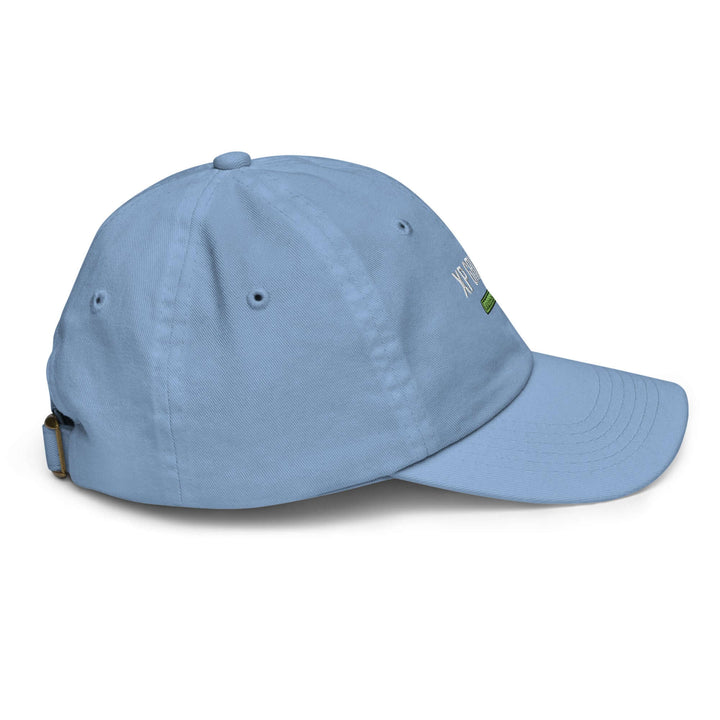 XP Grinder Youth baseball cap in blue, featuring adjustable strap and breathable design for kids during sports activities.
