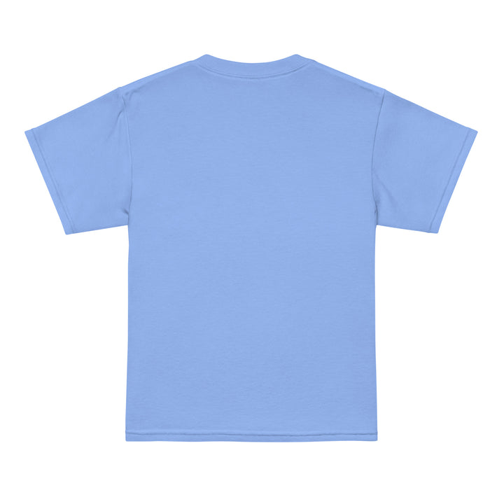 Back view of XP Grinder Youth t-shirt in light blue color, ideal for active wear and comfort.