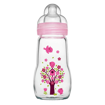 Feel Good Glass Baby Bottle Pink - 260ml | Earthlets.com