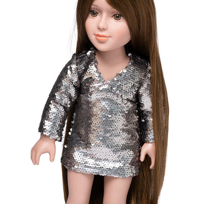 Earthlets.com| I'm A Girly Silver Glitter Dress | Earthlets.com |  | Dolls