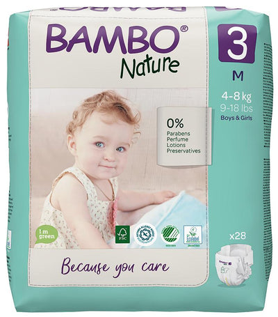 Bambo Nature| Size 3 Nappies - 28 pack | Earthlets.com |  | disposable nappies size 3