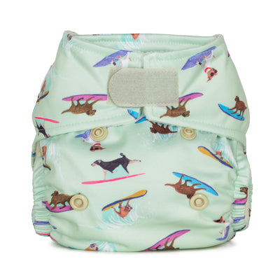 Baba + BooNewborn Reusable Nappy - PrintsColour: Surfing Dogsreusable nappies all in one nappiesEarthlets